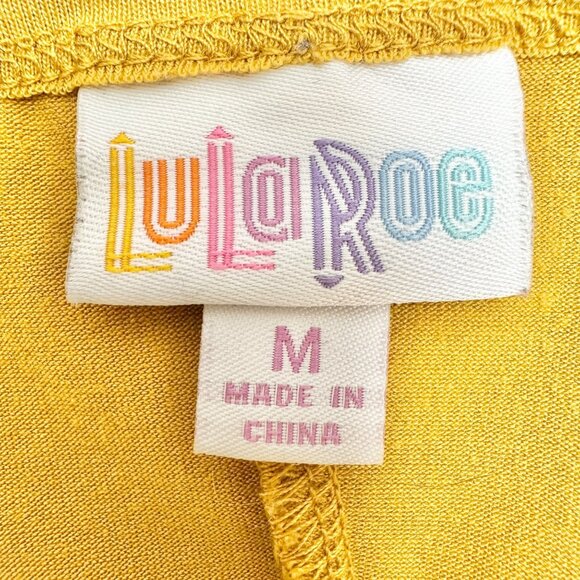 LuLaRoe Carly Dress Womens M SS Mustard Yellow A-Line Soft Stretchy Pocket HiLow - Picture 3 of 9